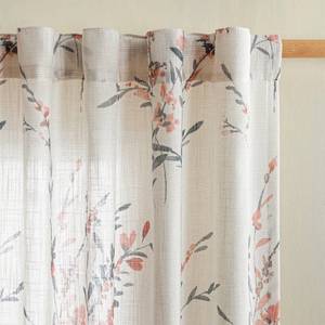 lot 3343 image: MYSKY HOME Floral Sheer Curtains for Living Room 84 Inches Long Light Filtering Window Treatment Sets Bedroom Dining Room Leaf Printed Vintage Farmhouse Curtains & Drapes, Coral, 52x84,2 Panels