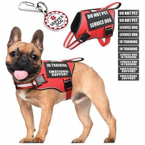 lot 3347 image: MOOGROU Service Dog Vest HarnessID Tag10 Patches,Metal Serivce Dog Tag&ampReflective Emotional Support Dog Vest with Handle for Small Dogs,Easy Put OnOff&nbsp Red S
