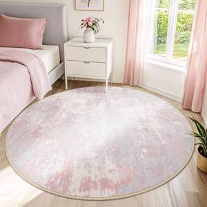 lot 3350 image: RELEANY Washable Area Rugs 6ft Non-Slip Modern Abstract Soft for Living Room Entryway Bedroom Kitchen, Print Pattern, Grey Pink