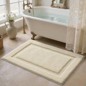 lot 3356 image: LUMI Ultra Soft Bathroom Rugs Non Slip with Rubber Backing, Absorbent Washable Bath Mat Quick Dry, Upgraded Premium Microfiber Plush Carpet for Bathtub and Shower Floor, Ivory White, 24x36