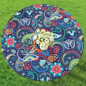 lot 3365 image: Smiry Spandex Elastic Fitted Round Tablecloth for 36-44 Tables, Stretch Washable Reusable Table Cover for Outdoor Picnic, Camping, Dining, Kitchen, Patio and Party, Paisley