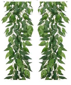lot 3386 image: 2 Pcs Artificial Willow Leaves Vine Twigs Italian Ruscus Garland 6.6ft Artificial Italian Ruscus