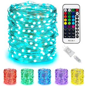 lot 3391 image: Minetom Color Changing Fairy String Lights - 33 ft 100 LED USB Silver Wire Lights with Remote and Timer, Starry Fairy Light for Bedroom Party Indoor Christmas Decoration, 16 Colors, Adapter Included