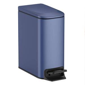 lot 3394 image: TIPGO Slim Bathroom Trash Can with Lid Soft Close, Step Pedal, 6 Liter  1.6 Gallon Stainless Steel Trash Bin, Small Garbage Can for Bedroom, Office, Kitchen (Navy Blue)