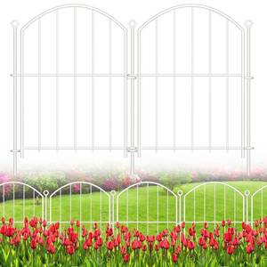 lot 3400 image: Decorative Garden Fence 17in x10ft, 10 Pack Rustproof Metal No Dig Fence Animal Barrier for Dog, Arched Flower Bed Edging Ornamental Wire Border Panel Fencing for Yard Patio Outdoor Decor White