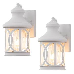 lot 3412 image: Laplusbelle 2-Pack Outdoor Wall Lights, Porch Lights, Waterproof Outdoor Wall Sconce, Exterior Light Fixture White with Clear Glass Shade for Garage Patio Front Door Balcony, 12in.