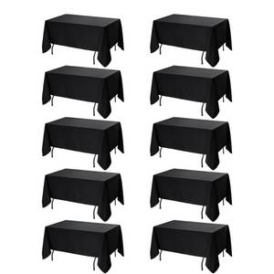 lot 3428 image: Dailyset 10-Pack Black Tablecloths for Rectangle Tables, 70 x 108 Inches, Stain-Resistant Polyester Fabric for 6 Foot Tables - Washable Table Covers for Weddings, Banquets, Birthday Parties