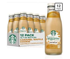 lot 3442 image: Starbucks Oatmilk Frappuccino, Coffee Drink, Caramel Waffle Cookie Oat Milk, 13.7 fl oz Bottles (12 Pack), Iced Coffee