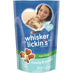 lot 3477 image: Purina Whisker Lickins Cat Treats, Crunchy & Yummy Tuna Flavor, 1.7 oz. Pouch pack of 5
