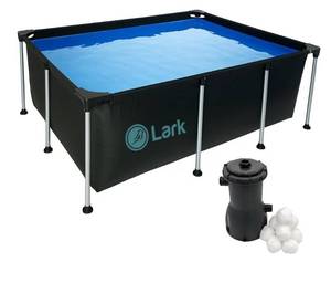 lot 3522 image: Lark 8.5 ft x 6 ft x 26 inches Rectangular Metal Frame Above Ground Outdoor Patio Pool with 300 Gallon Pump