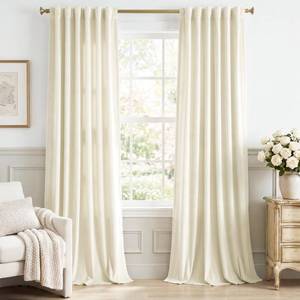 lot 3525 image: StangH Soft Ivory White Velvet Curtains 90 inch Length Ensure Privacy Thermal Insulated Window Drapes for Kids Room Back Tab Elegant Home Decor, W42 x L90, 2 Panels