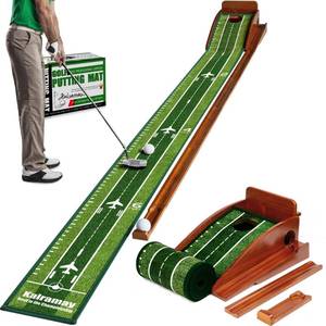 lot 3531 image: Kalramay Putting Green Indoor Golf Putting Mat Easy to Assemble with Automatic Ball Return, Wrinkle-Free Close to Real Green Speed, Suitable for Office, Recreation Room, Patio
