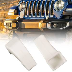 lot 3538 image: DKMGHT Factory Bumper Tow Hook Covers for Jeep Wrangler 4XE JK JL Gladiator TJ, White Protector Accessories 2007-2022 (2Pcs)