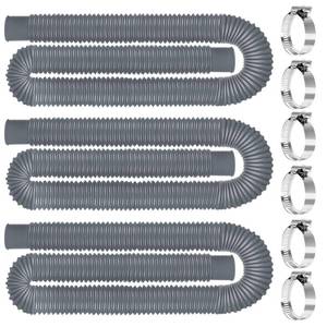 lot 3541 image: Btanadi Replacement Pool Hoses for Above Ground Pools 1 14, 59 Long Filter Pump Hose, 3 Packs Pool Pump Hose with 6 Metal Clamps (Grey), Gray