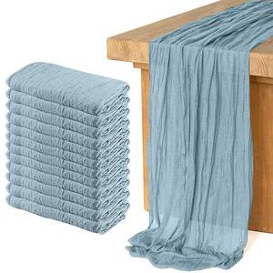 lot 3542 image: 12 Pack Cheesecloth Table Runner, Runner Gauze Boho Wedding Decor Romantic Table Runner for Wedding Birthday Party(35 x 118)(Grayblue)
