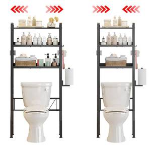 lot 3560 image: HEVONTIXAL Over the Toilet Storage Shelf 3-Tier Adjustable Bathroom Organizers and Storage Shelves Bathroom Rack Above Toilet Storage with Paper Holder and 4 Hooks Space Saver Storage for Laundry