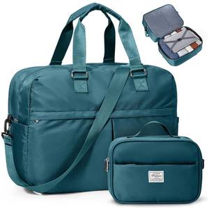 lot 3589 image: Expandable Personal Item Travel Duffle Bag Weekender Bag for Women Men, Overnight Hospital Carry On Bag with Toiletry Bag Peacock Blue