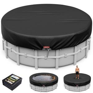lot 3590 image: LXKCKJ 10 Ft Round Pool Cover, Solar Pool Covers for Above Ground Pools, Summer Pool Cover Protector with Cover Accessories, Round Hot Tub Cover Ideal for Waterproof and Dustproof (Black)
