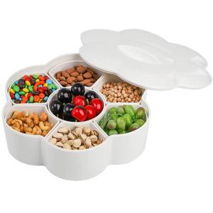 lot 3593 image: ZOOFOX Divided Serving Dish with Lid, Melamine Appetizer Tray with 7 Removable Compartment, Snacks Bowls for Chips and Dip, Veggies, Candy and Nut