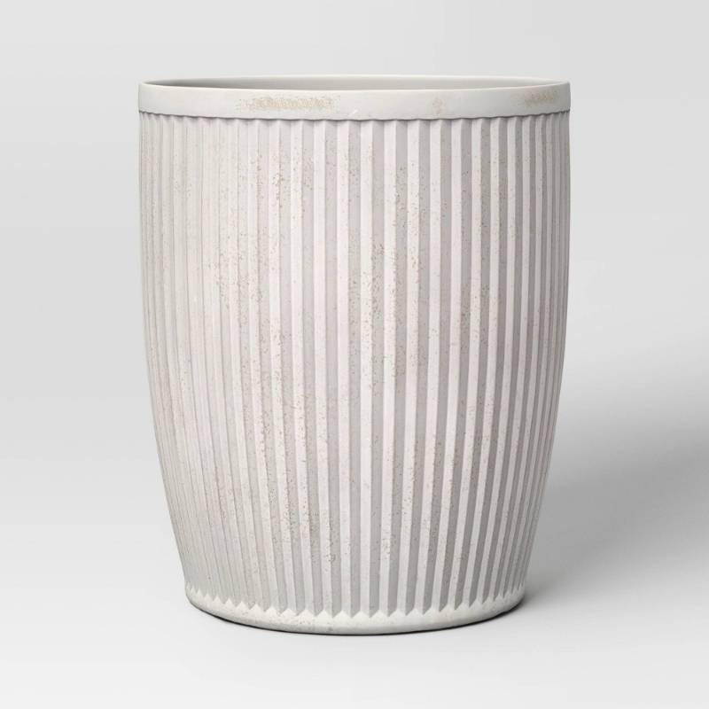 lot 19883 image: Weathered Ribbed Composite Indoor Outdoor Planter Pot 15x15 Off-White - Threshold�� designed with Studio McGee