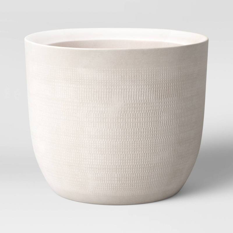 lot 19909 image: 10 Wide Textured Ceramic Outdoor Planter Pot White - Threshold��