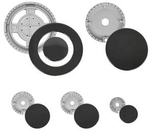 lot 17323 image: 11PCS Gas Stove Burner Covers Cooker Hat Set, Compatible for SA-BAF Gas Stoves, 1 Plus Large, 1 Large, 2 Middle, 1 Small, Lid Upgraded Gas Hob Burner Crown Flame Cap, Replacement Caps Stove Burner Hea - Retail $23