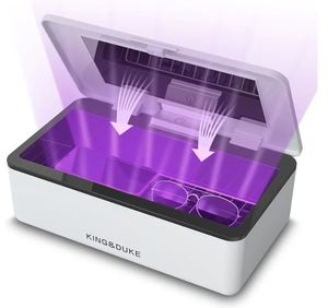 lot 17325 image: Phone Sanitizer, UV Sanitizer Box with 360° UV-C Light, Portable UV Phone Sanitizer for Cell Phone, Keys, Glasses, Earphones �� White - Retail $55