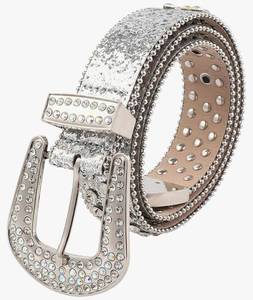 lot 17331 image: Decorative PU Leather Rhinestones Belt for Women Fashion Waist Strap Elegant Waist Decoration Girdle Waistband for Jeans - Retail $18