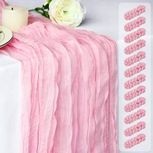 lot 17355 image: Pink Cheesecloth Table Runner 12 Pack 120 Inch Light Pink Cheese Cloth Table Runner 10ft Long Gauze Table Runners for Wedding Decor Bridal Shower Baby Shower Party Table Decorations - Retail $28