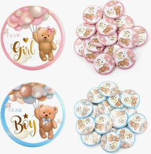 lot 17366 image: Gender Reveal Pins, 1.5 Inch Team Boy or Girl Pins with Cute Bear Design, Perfect for Gender Reveal Party Decorations & Game Activities 19 GIRL 24 BOY - Retail $10