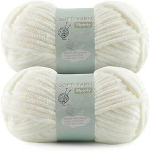 lot 17367 image: Chunky Chenille Yarn Velvet Soft Super Bulky Size 6 for Crocheting Knitting, Baby Blanket Yarn, 100g 71 Yds per Skein, Easy to Use for Scarves, Amigurumi, Crafts (2, Milky White) - Retail $10