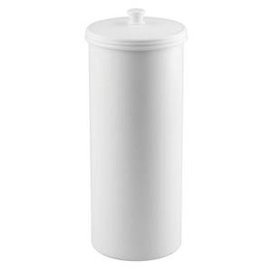 lot 17371 image: The Kent Collection Plastic Toilet Paper Holder White Freestanding Tissue Canister, 15.3 Height MISSING LID - Retail $54