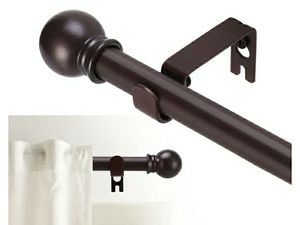 lot 17381 image: Curtain Rods for windows 28-78 inch, 58 inch Decorative Brown Splicing Heavy Duty Metal Curtain Rod set with Brackets. - Retail $17