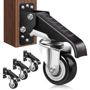 lot 17386 image: SPACECARE Retractable Workbench Casters Kit, Heavy Duty Workbenches Wheeels with 600 lbs Capacity, Adjustable Workbench Casters for Workbenches, Tables, and Cabinets, Easy to Install 4 Pack - Retail $29