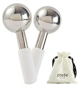 lot 17392 image: Ice Globes for Face & Eyes, Unbreakable Stainless Steel Cryo Sticks for Beauty Routines, Facials Cold Roller Cooling Globes for Puffiness, Wrinkles, Dark Circles, Headaches. - Retail $20