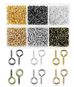 lot 17401 image: Small Screw Eye Pins for Jewelry Making, Tiny Eye Hooks with 6 Colors, Mini Eyelet Hooks in 3 Sizes, Small Eye Hooks & Screw Eyelets for DIY Crafts, Beading & Art Projects - Retail $6