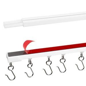 lot 17403 image: Self Adhesive Ceiling & Wall Curtain Track 12 FT, Curtain Track Ceiling Mount, Adhesive Curtain Rods No drilling, Screws or Tools, Curtain Rail Track No Damage - Retail $26