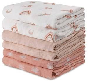 lot 17424 image: BABY Receiving Blanket Boy Cotton Muslin Swaddle Blankets Girl Newborn Squares Breathable & Soft Thin Baby Blankets Cloths Double Absorbent Infant Swaddling Wrap - 3 Pack (Sun) THREE PACK NOT SIX PACK - Retail $10
