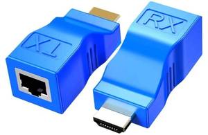 lot 17428 image: HDMI Extender Adapter, HDMI to RJ45 Ethernet Network Converter Over by Cat5-e6 Cable Splitter 1080p up to 30m98ft Repeater for HDTV HD TV DVD PS4 STB - Retail $6