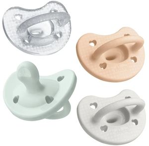 lot 17430 image: Chicco PhysioForma Luxe Orthodontic Pacifier for Babies 0-6 Months, One-Piece 100% Soft Silicone, Supports Breathing, Textured Shield & Handle, Included Sterilizing Case, BPA Free, 4-Pack, Multicolor - Retail $16