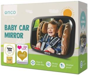 lot 17439 image: Baby Car Mirror Rear Facing - 100% Shatterproof & Shakeproof, Award-Winning Convex Car Mirror for Baby with 360° Rotation, Newborn Essentials (9.6 x 6.9 in) - Retail $19