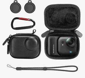 lot 17444 image: Carry Case for Insta360 Go Ultra Accessories, Insta 360 Go-Ultra Portable and Compact Travel Bag Hard Leather Case with Soft Inner for Protection, Organization, and Storage, Black - Retail $15