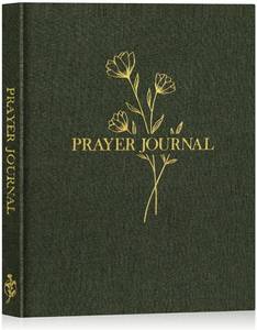 lot 17448 image: Bible Prayer Journal for Women Men, 68 Weeks Linen Bible Study Journal Christian Prayer Notebook Planner with Scripture Verse, Devotional Journal Religious Christian Faith Gifts Women, Green - Retail $20