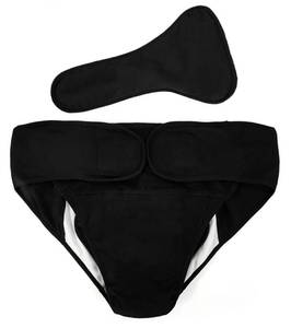 lot 17458 image: Adult Cloth Diaper Covers Waterproof, Adjustable Incontinence Plastic Pants with Absorbent Liner, Washable Rubber Diaper Underwear (Black, Medium) - Retail $30