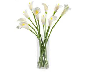lot 17460 image: 10pcs Calla Lily Artificial Flowers,26 Real Touch Long Stem Faux Calla Lillies for Tall Vases,Indoor Wedding Office Home Decor (White) - Retail $33