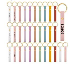 lot 17461 image: COUNT UNKNOWN PU Leather Keychain Blanks Bulk Laser Engraving Blanks Keychain Kit with Key Rings for DIY Key Chains Craft(3.9 x 0.7 Inches, Bright Colors) - Retail $30
