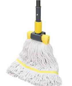 lot 17472 image: Commercial Mop Heavy Duty Industrial Mop with Long Handle,60 Looped-End String Wet Cotton Mops for Floor Cleaning,Home,Kitchen,Office,Garage and ConcreteTile Floor. - Retail $20