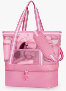 lot 17480 image: Beach Tote Bag With Cooler, Large Mesh Beach Bags for Women with Wet Pocket, Pool, Swim, Travel Essentials. - Retail $40