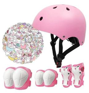 lot 17483 image: Kids Bike Helmet Set,CPSC Certified with Knee Elbow Wrist Pads Guards,Toddler Adjustable Black Helmet for Ages 2-3-5-8 Girls. SIZE SMALL. - Retail $30