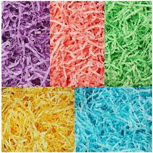 lot 17487 image: 5 Colors Crinkle Cut Paper Shred Filler for Gift Wrapping Basket Filling, Easter, Valentines Day, Birthday, Christmas, Thanksgiving, Wedding, Mothers Day. - Retail $20